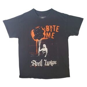 Avril Lavigne Bite Me Summer Tour Tee 2022 Graphic T-Shirt Mens L Black Concert